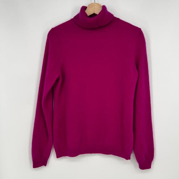 Charter Club Luxury 100% Cashmere Turtleneck Sweater Womens Large Fuchsia Pink - Picture 1 of 8